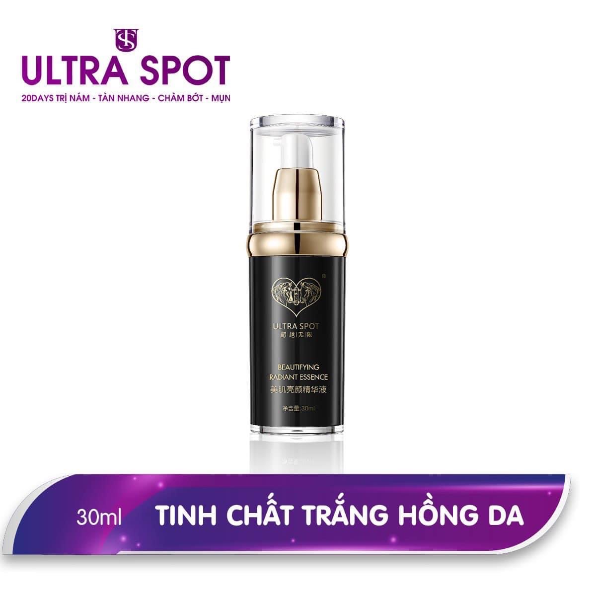 ULTRA SPOT Beautifying Radiant Essence – Tinh chất trắng hồng da ULTRA SPOT vỗ nhẹ trên da sau khi làm sạch. Tốt nhất nên sử dụng ngày 2 lần trước các sản phẩm đặc trị để đạt hiệu quả tốt nhất