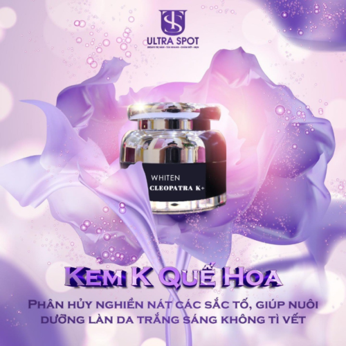 Ultra Spot Whiten Cleopatra K - Kem Quế Hoa Tailor Made K giúp bạn nhanh chóng có lại được làn da căng mịn , nhờ sản phẩm loại bỏ được làn da sạm nám do nhiều nguyên nhân